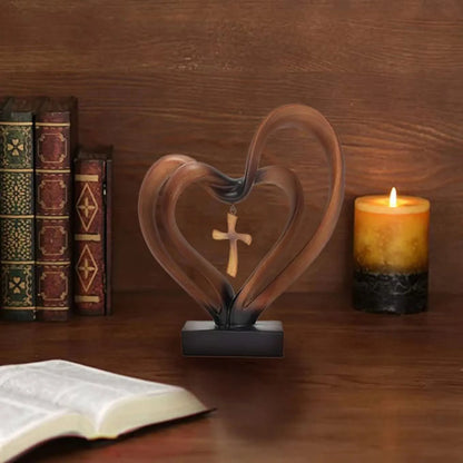 Entwined Heart and Cross Sculpture for a Wedding Gift, view 13
