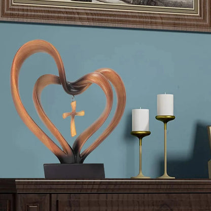 Entwined Heart and Cross Sculpture for a Wedding Gift, view 16