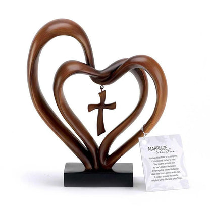 Entwined Heart and Cross Sculpture for a Wedding Gift