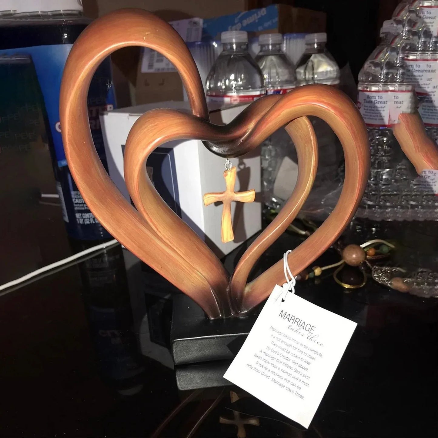 Entwined Heart and Cross Sculpture for a Wedding Gift, view 10