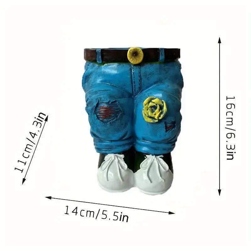 Denim Jeans Garden Planter, Sitting or Kneeling Pose, view 13