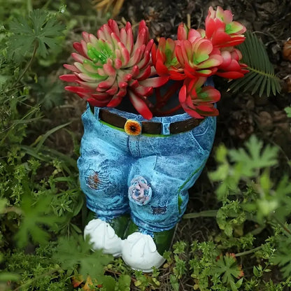 Denim Jeans Garden Planter, Sitting or Kneeling Pose, view 7