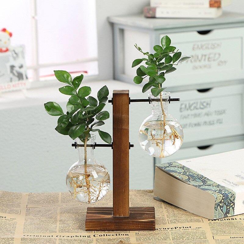 Vertical Wood Stand Propagation Vase, One or Two Bulbs, view 2