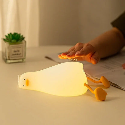 Squishy Silicone Duck Night Light with Tap Control, view 4