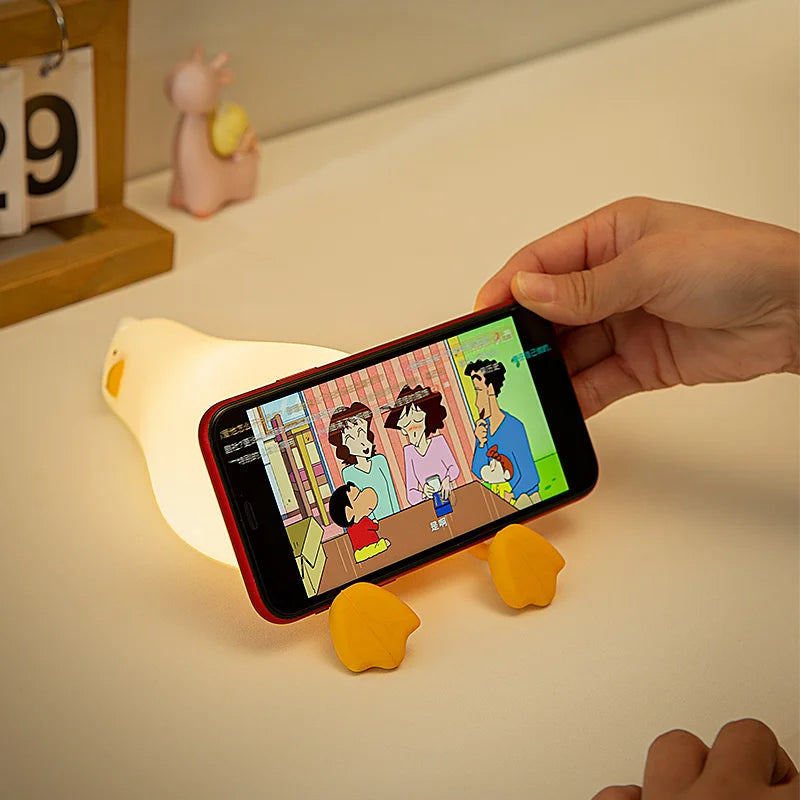 Squishy Silicone Duck Night Light with Tap Control, view 6