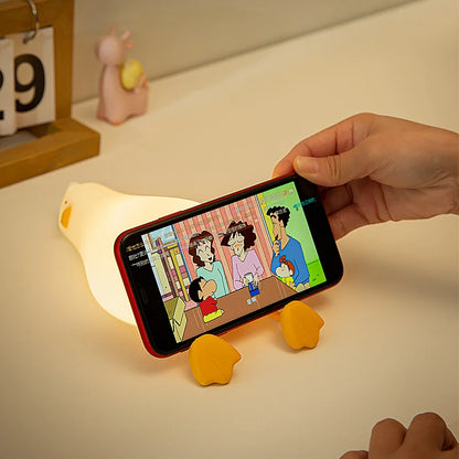 Squishy Silicone Duck Night Light with Tap Control, view 6