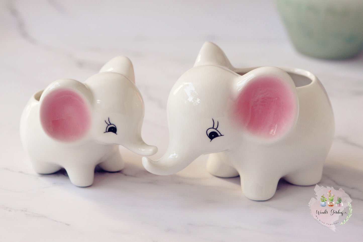 Ceramic Elephant Plant Pot with Drainage Hole, view 2
