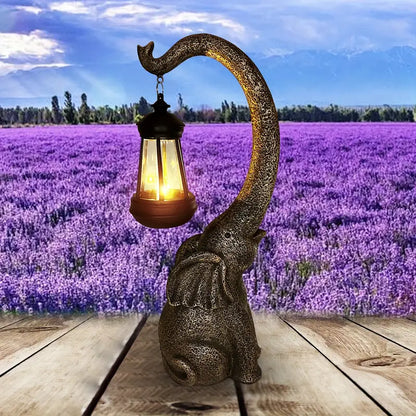 Solar Powered Elephant Garden Lamp with Lantern, view 5