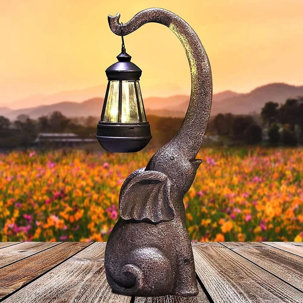 Solar Powered Elephant Garden Lamp with Lantern, view 11