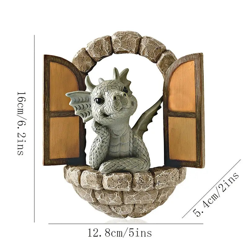 Resin Dragon Garden Ornament, Door or Window, view 4