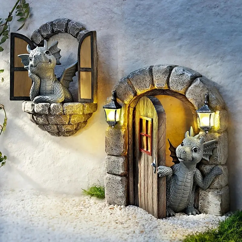 Resin Dragon Garden Ornament, Door or Window, view 3
