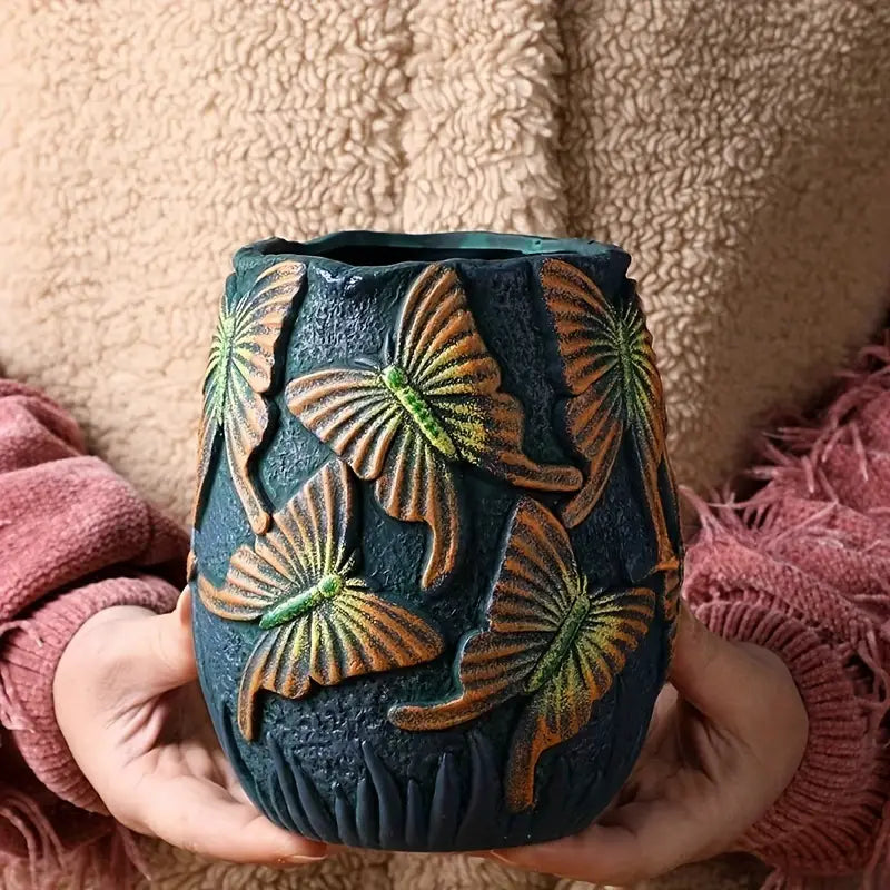 Sculpted Resin Planter with Butterfly or Bird Motif, view 4