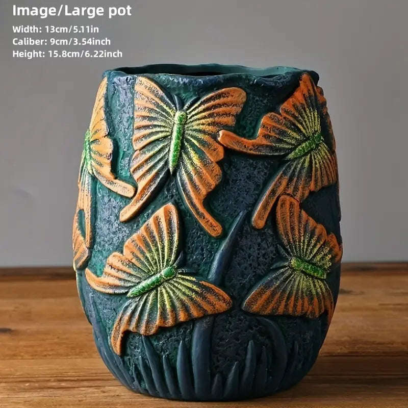 Sculpted Resin Planter with Butterfly or Bird Motif, view 8