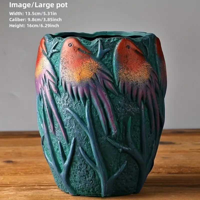 Sculpted Resin Planter with Butterfly or Bird Motif, view 5