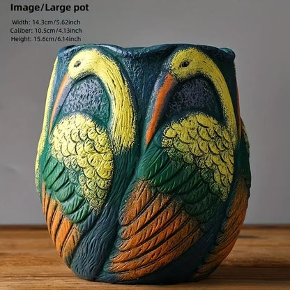 Sculpted Resin Planter with Butterfly or Bird Motif, view 9