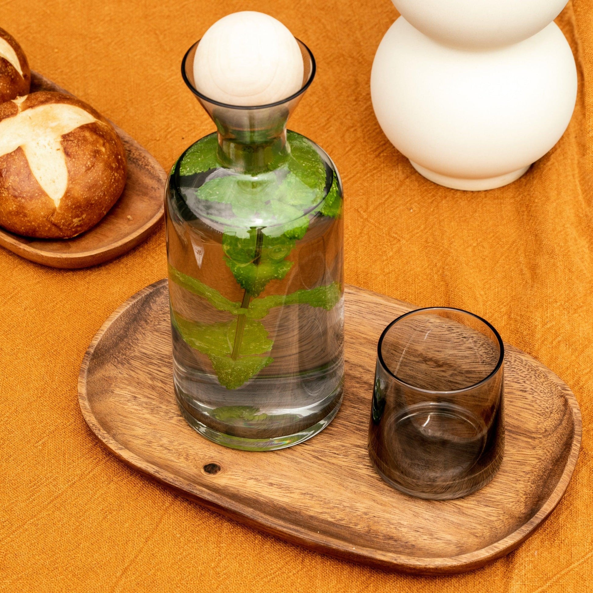 Glass Carafe and Tumbler with Wooden Stopper, view 5