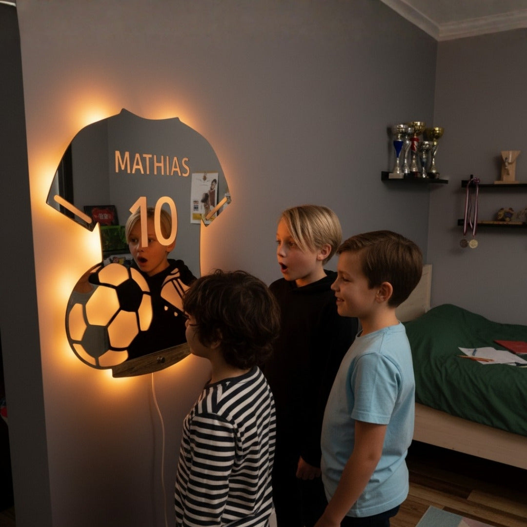 Personalized Soccer Jersey LED Mirror Wall Light, view 9