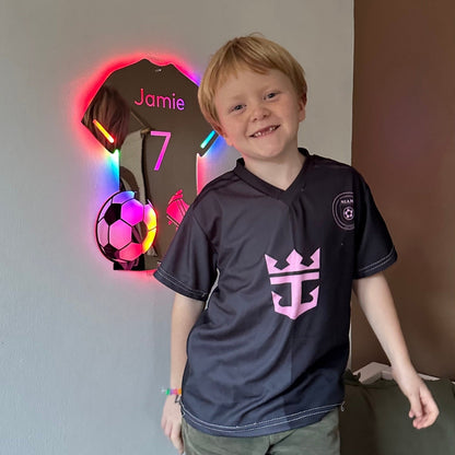 Personalized Soccer Jersey LED Mirror Wall Light, view 8