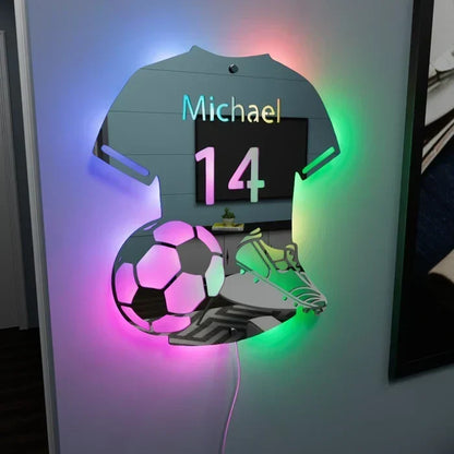 Personalized Soccer Jersey LED Mirror Wall Light, view 5