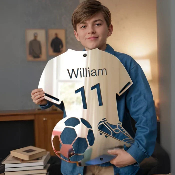 Personalized Soccer Jersey LED Mirror Wall Light, view 6