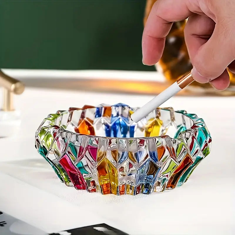 Art Deco Cut Glass Cigar Ashtray with Grooved Rim, view 3