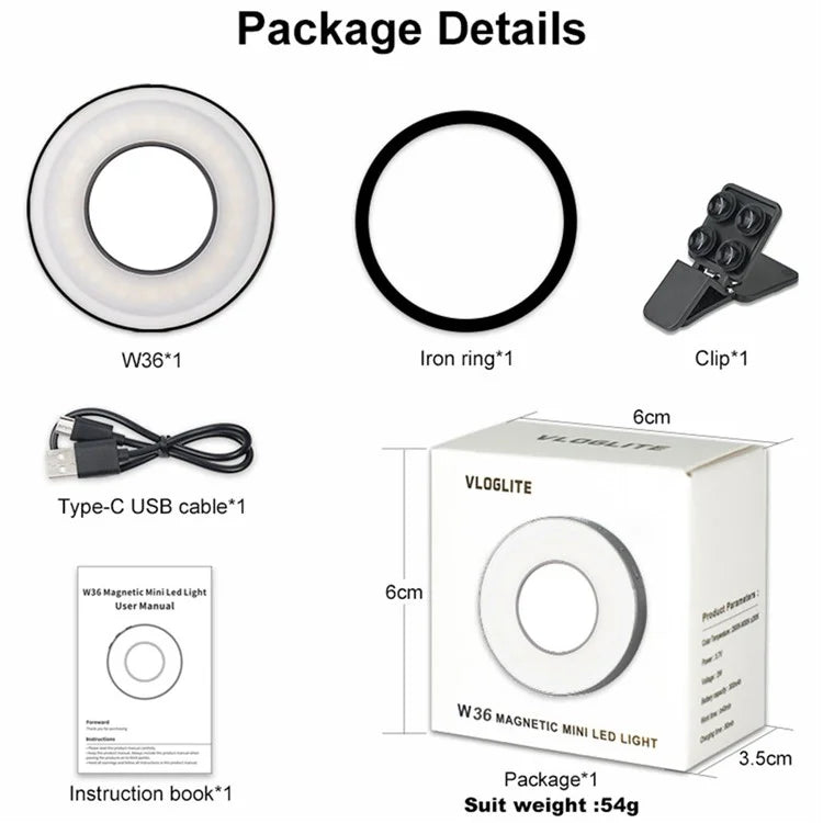 Magnetic Clip On Phone Ring Light, Type C Rechargeable, view 4
