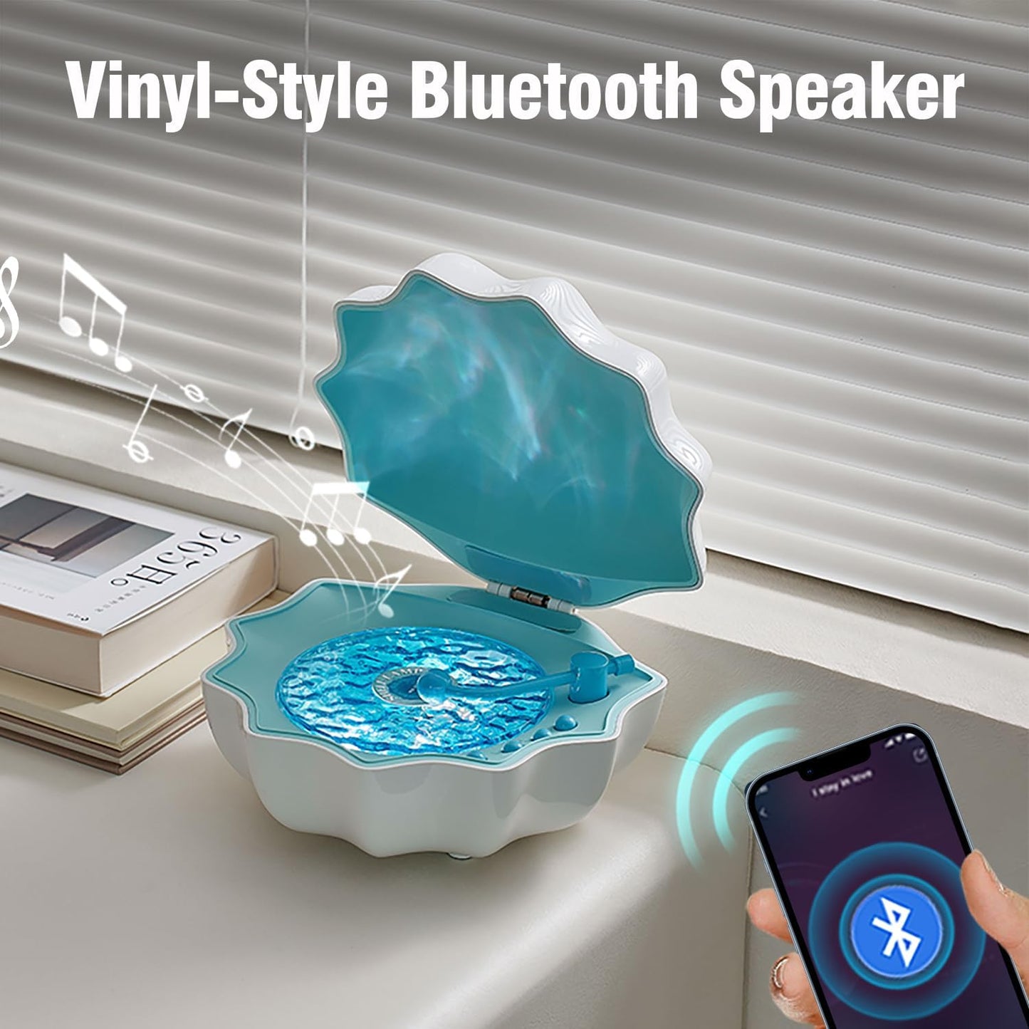Shell Shaped Bluetooth Speaker with Wave Light, view 9