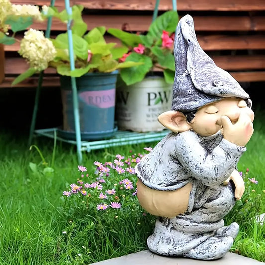 Cheeky Garden Gnome Statue in Resin, 5 in
