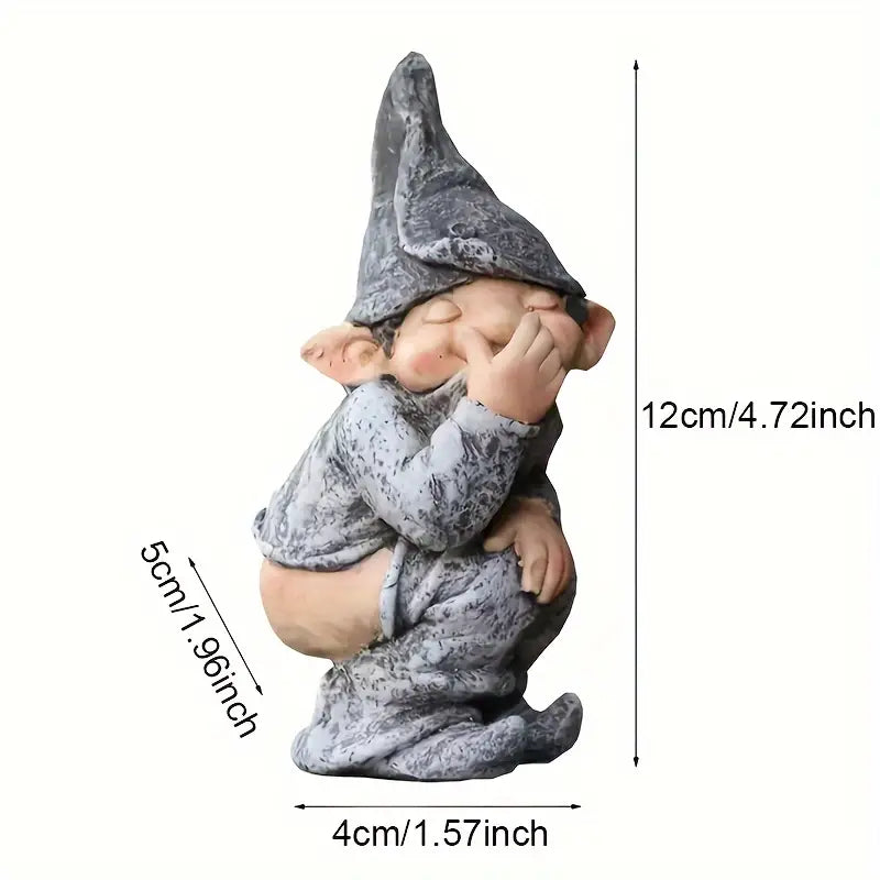 Cheeky Garden Gnome Statue in Resin, 5 in, view 5