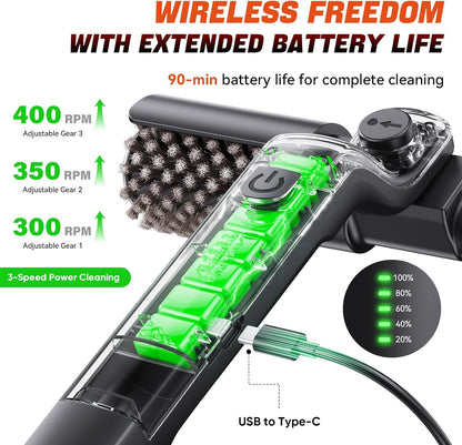 Cordless Electric Grill Brush, 3 Speeds and USB-C, view 5