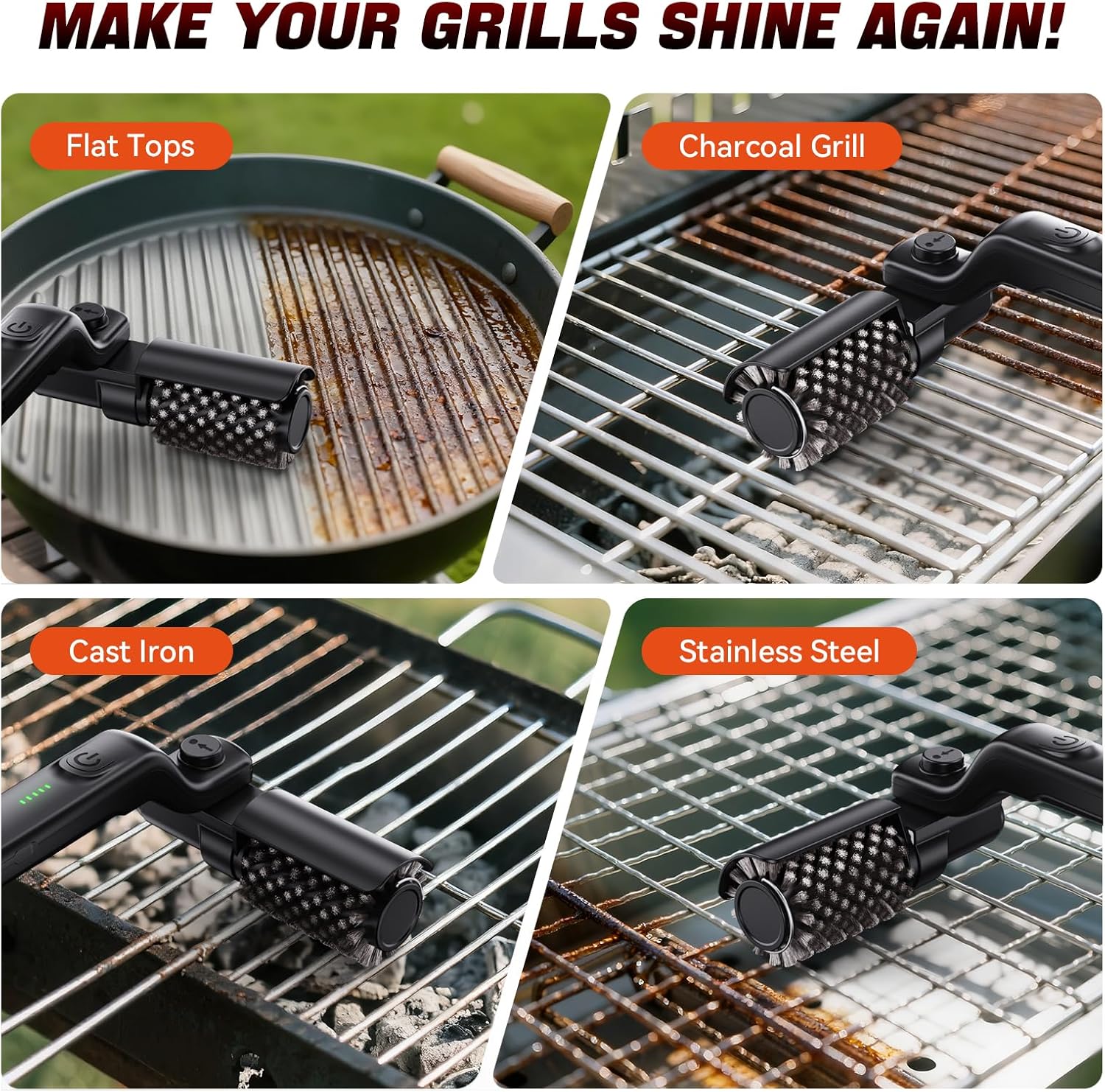 Cordless Electric Grill Brush, 3 Speeds and USB-C, view 8