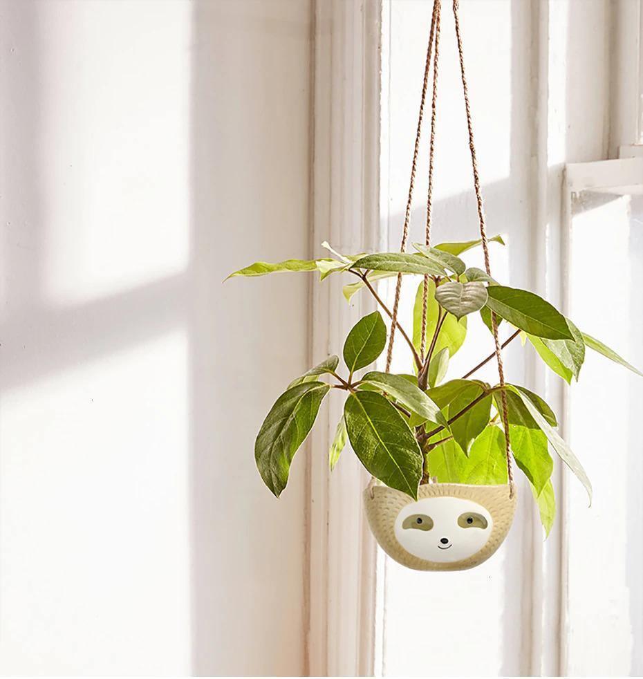Ceramic Sloth Planter for Small Succulents, Two Shapes, view 9