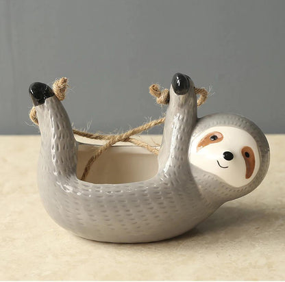 Ceramic Sloth Planter for Small Succulents, Two Shapes, view 11