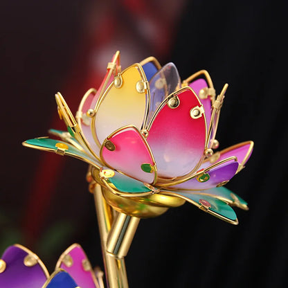 Lotus Flower Lamp with Hand Painted Petals, Three Sizes, view 5