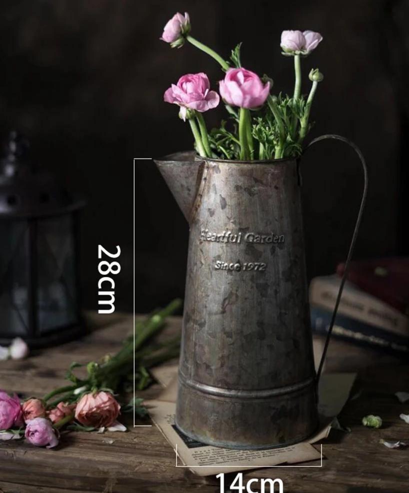 Tall Metal Pitcher Vase for Dried Stems, view 3