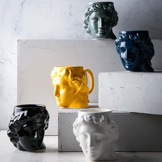 Sculpted David Head Ceramic Mug, 19 oz