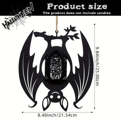 Hanging Bat Lantern Candle Holder in Black Wood, view 6