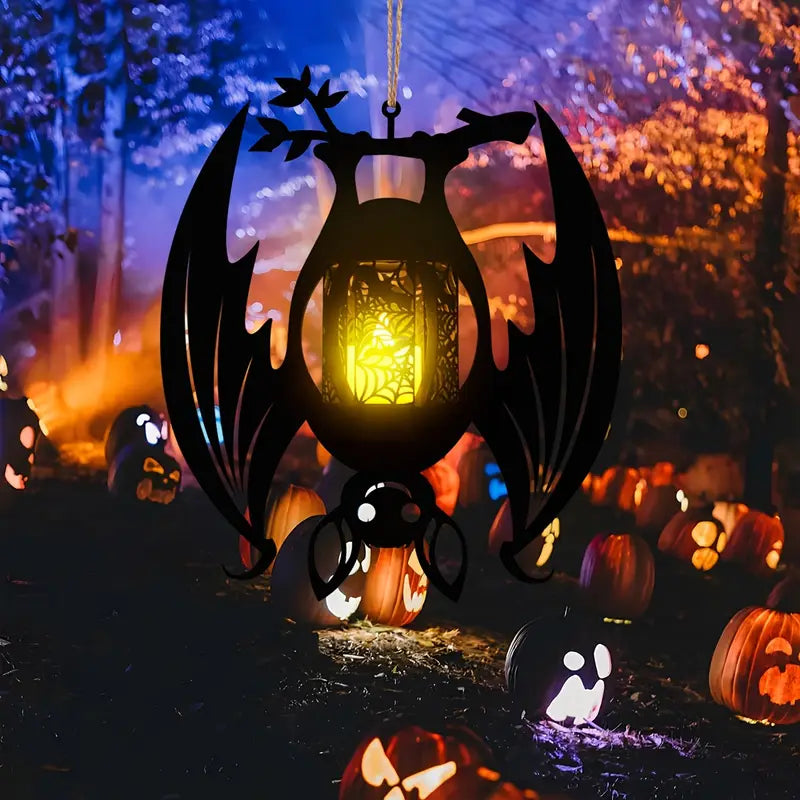 Hanging Bat Lantern Candle Holder in Black Wood, view 3