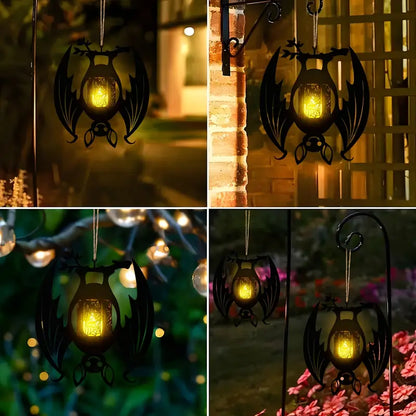 Hanging Bat Lantern Candle Holder in Black Wood, view 4