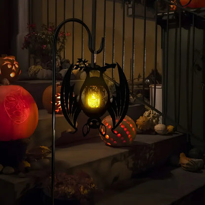 Hanging Bat Lantern Candle Holder in Black Wood, view 2