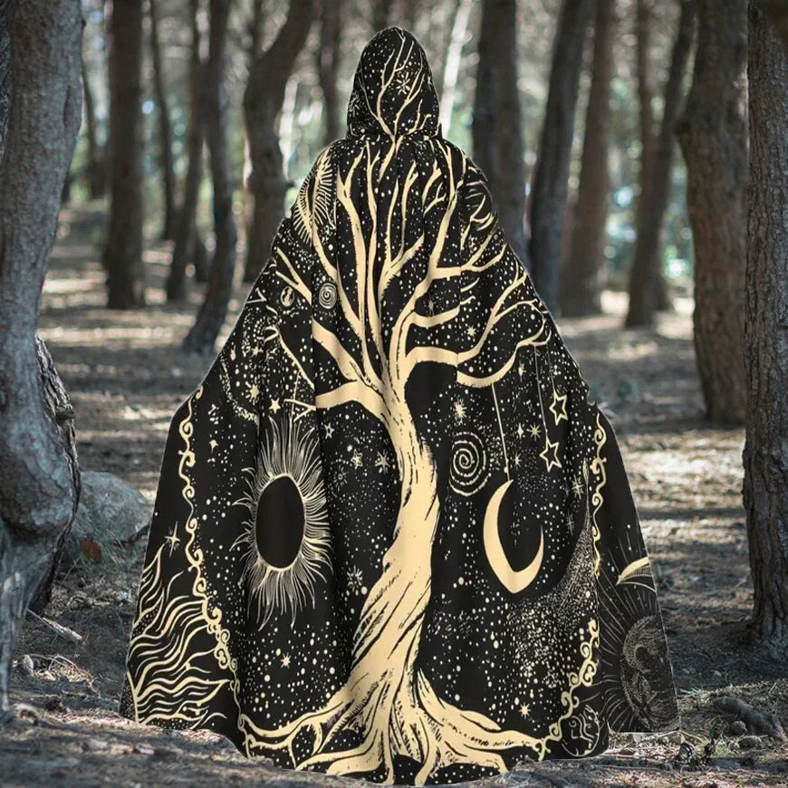 Hooded Tree of Life Celestial Print Cloak, One Size, view 3