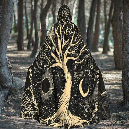 Hooded Tree of Life Celestial Print Cloak, One Size, view 3