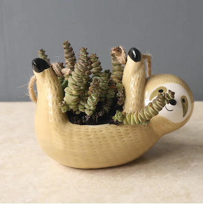 Ceramic Sloth Planter for Small Succulents, Two Shapes, view 8
