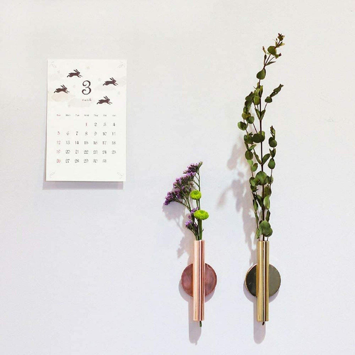 Wall Mounted Metal Tube Bud Vase, Round or Heart, view 3