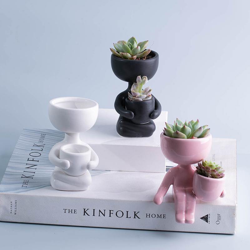 Little Person Ceramic Succulent Planter, Six Poses, view 2