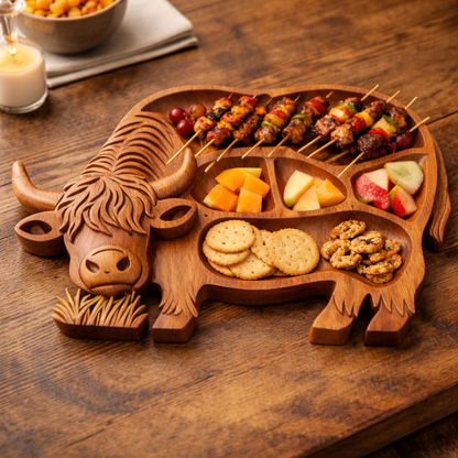 Carved Highland Cow Charcuterie Board in Solid Wood, view 4