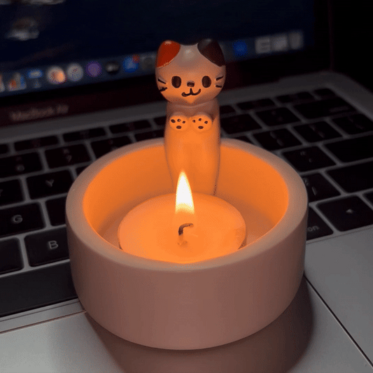 Kitten Candle Holder in White, Color or a Pair, view 2