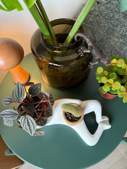 Reclining Man Resin Planter, Head and Hand Pots, view 6