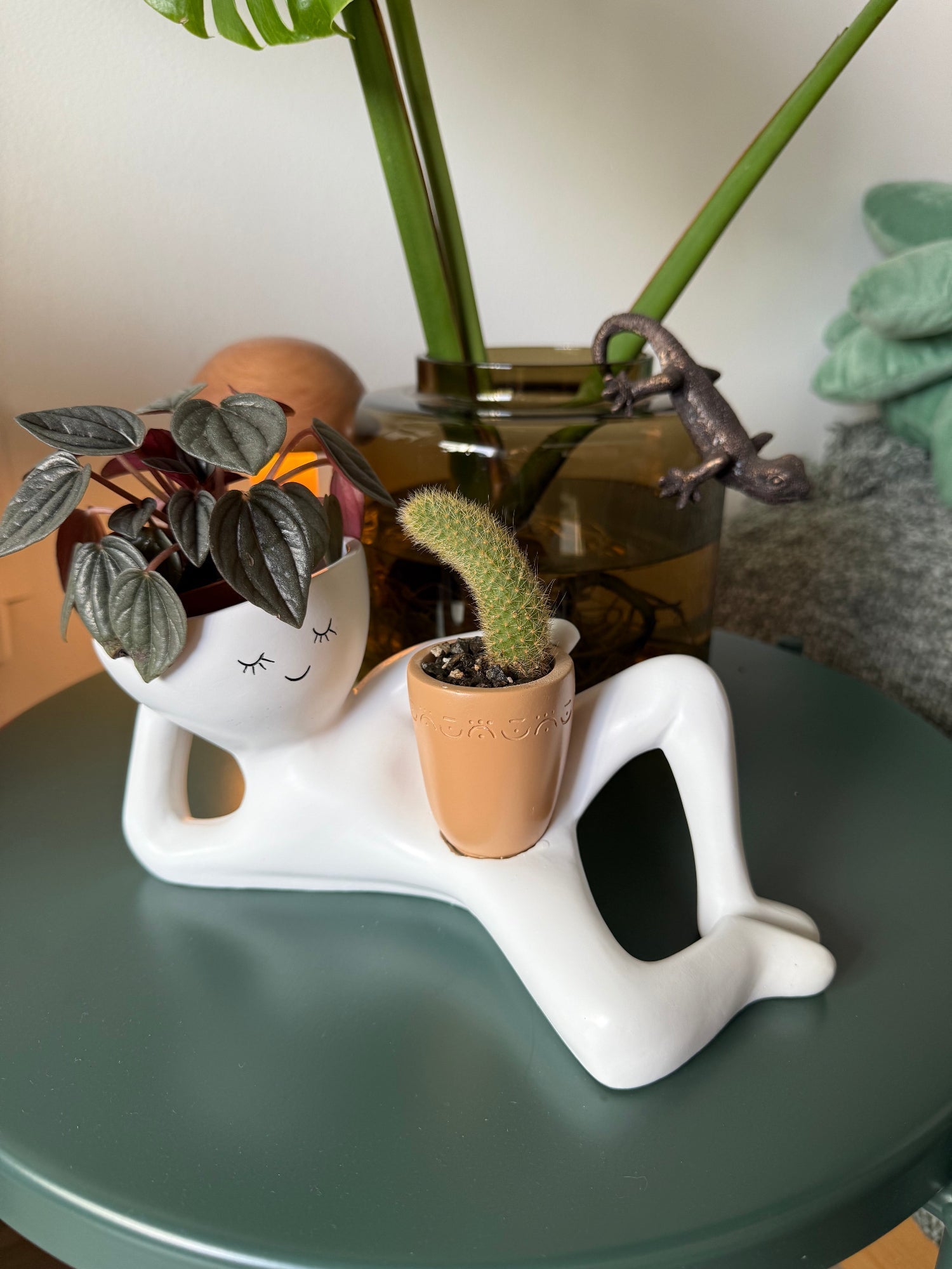 Reclining Man Resin Planter, Head and Hand Pots, view 5