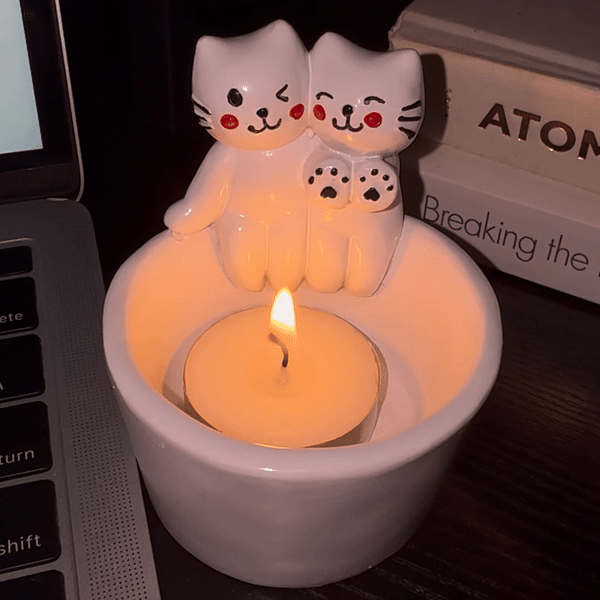 Kitten Candle Holder in White, Color or a Pair, view 3